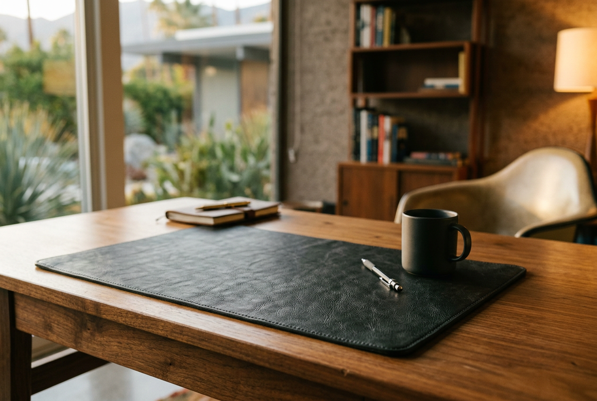 Full-Grain Leather Desk Mat in Charcoal | Orbitkey Studio