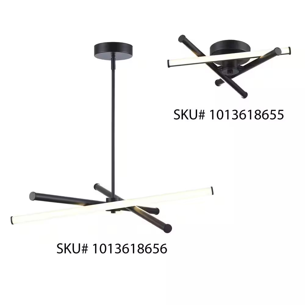 York 28 In. Modern Black Linear Integrated LED Dimmable Pendant Light Fixture with Selectable 3-CCT