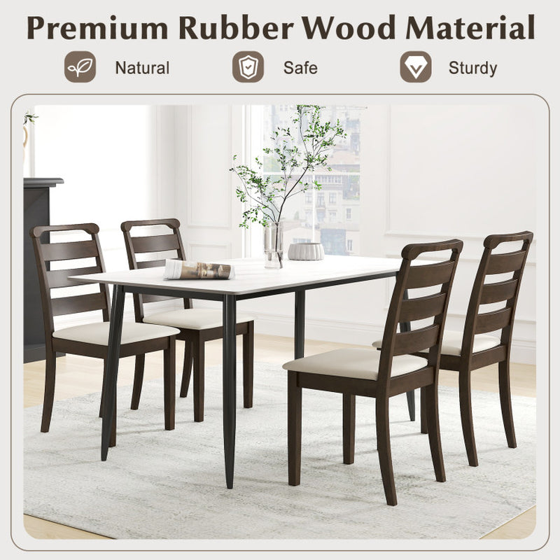Polyester Upholstered Wooden Dining Chair Set of 2