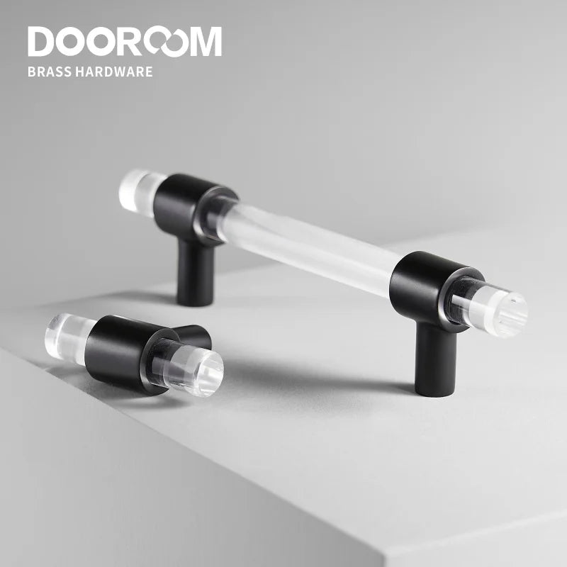 Brass Acrylic Furniture Handles Modern Fashionable Long Pulls Cupboard Wardrobe Dresser Shoe Box Drawer Cabinet Knobs