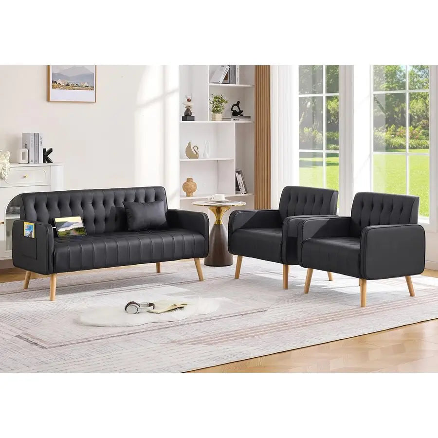 The Astoria Cognac Leather Loveseat & Chair