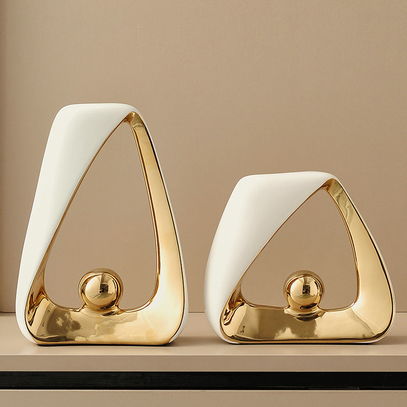 Belmont Collection | Sculptural Stone-Top Glazed Ceramic Accent Vessels - showcasing full sculptural form and curated finish in a Mid-Century Modern living room setting.