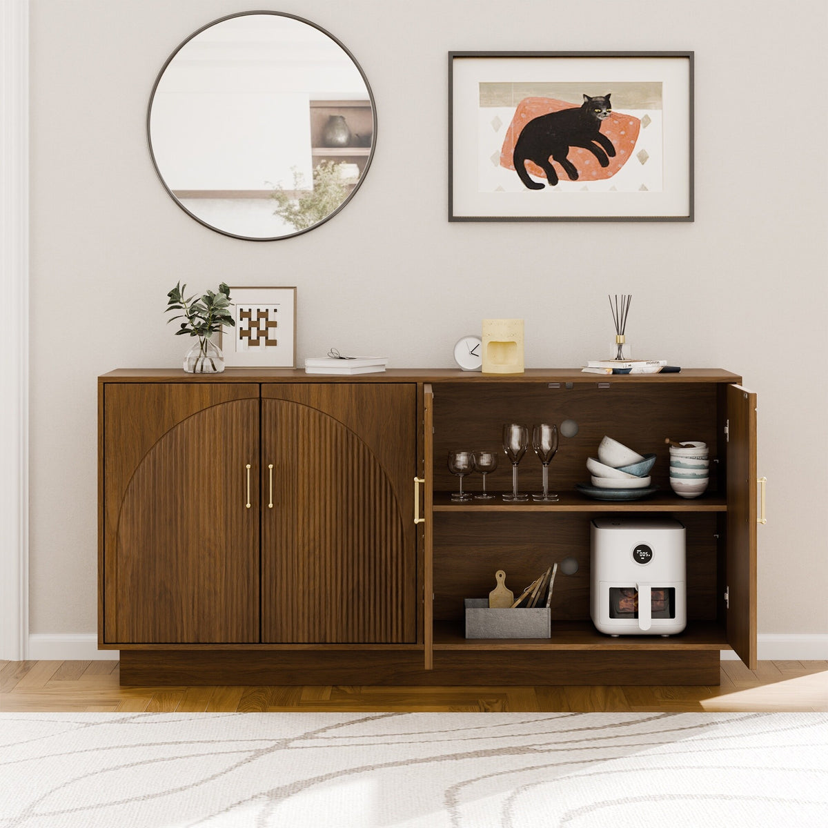 65" Mid-Century Modern TV Stand with Storage