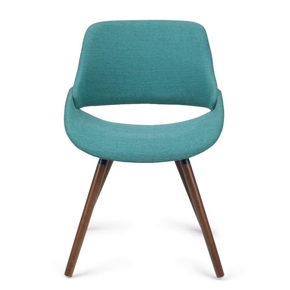 Malden Mid Century Turquoise Blue Woven Fabric Modern Bentwood Dining Chair