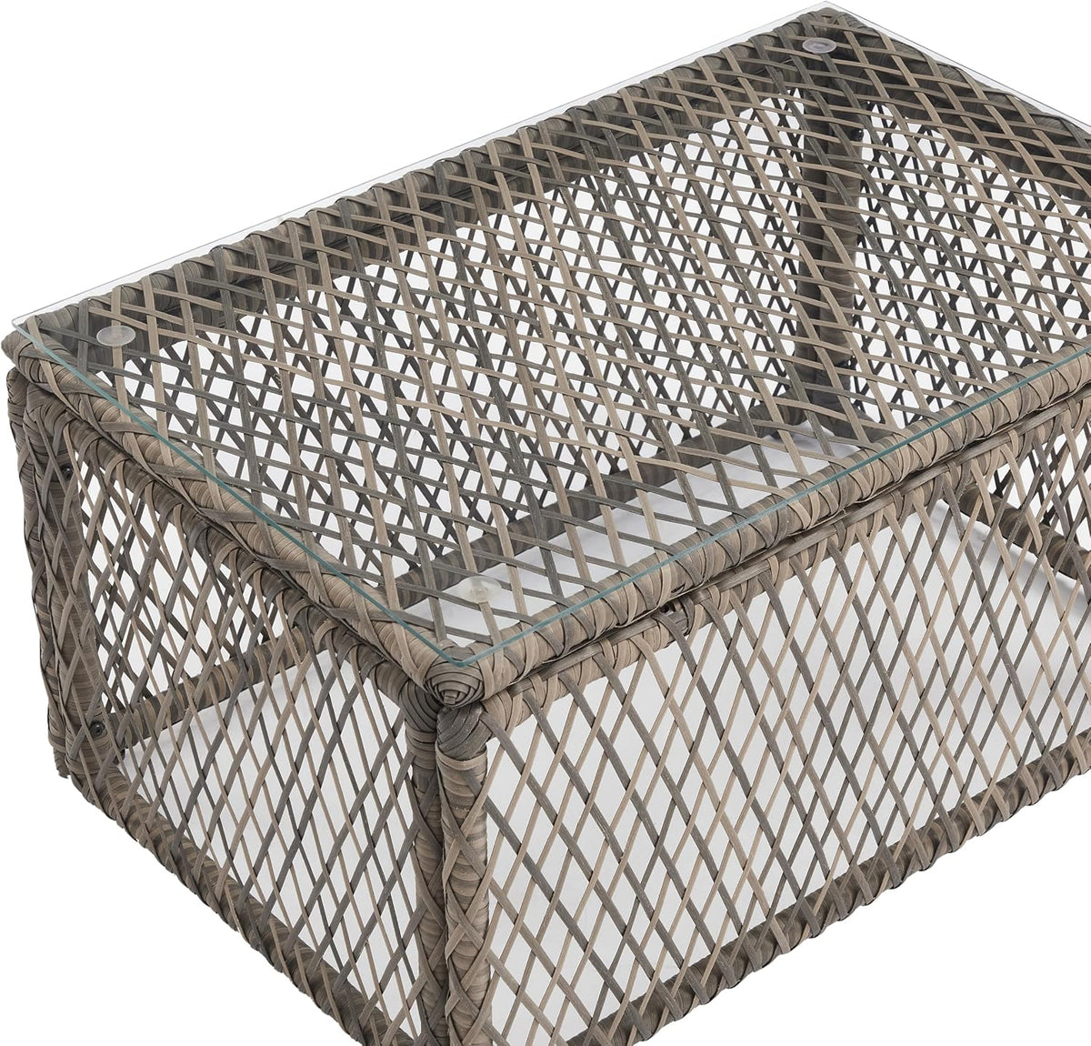 Granite Bay 3-Piece Outdoor Chair and Coffee Table, Modern Wicker Patio Furniture, Porch, Deck, Creme