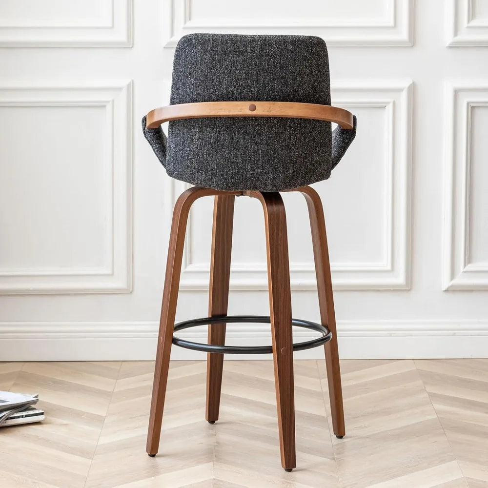The Astoria Charcoal Linen Swivel Barstool