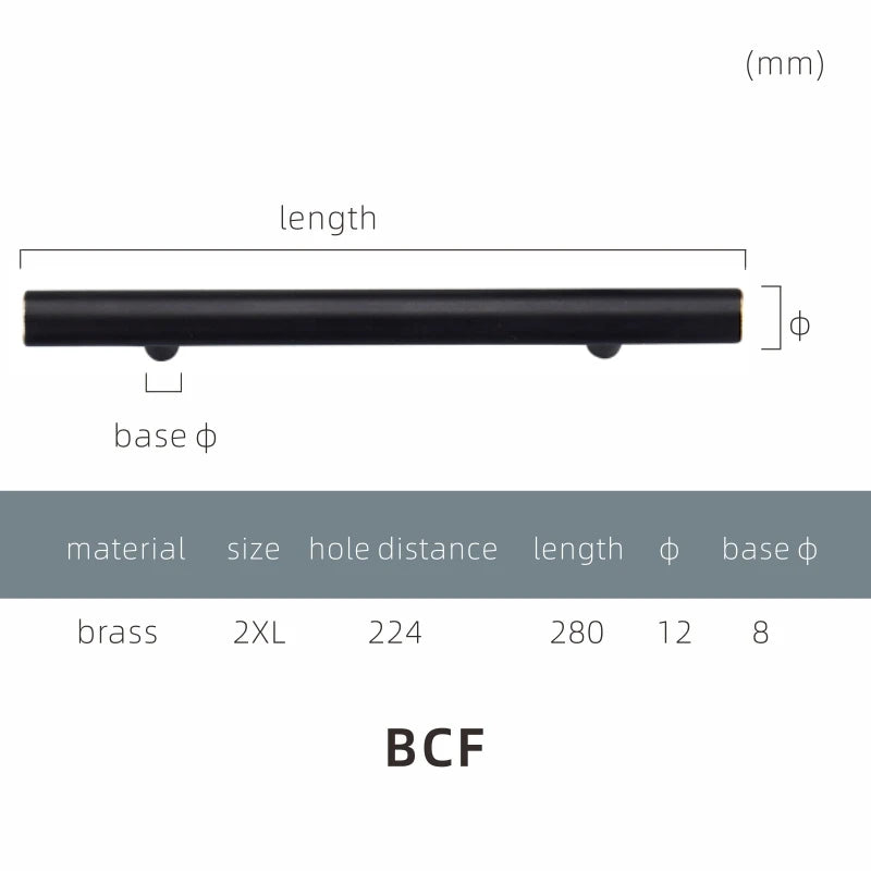 Yu'An Brass Furniture Handles Nordic Modern Pastoral Wardrobe Dresser Cupboard Drawer Cylinder Black/Gold Pulls Knobs