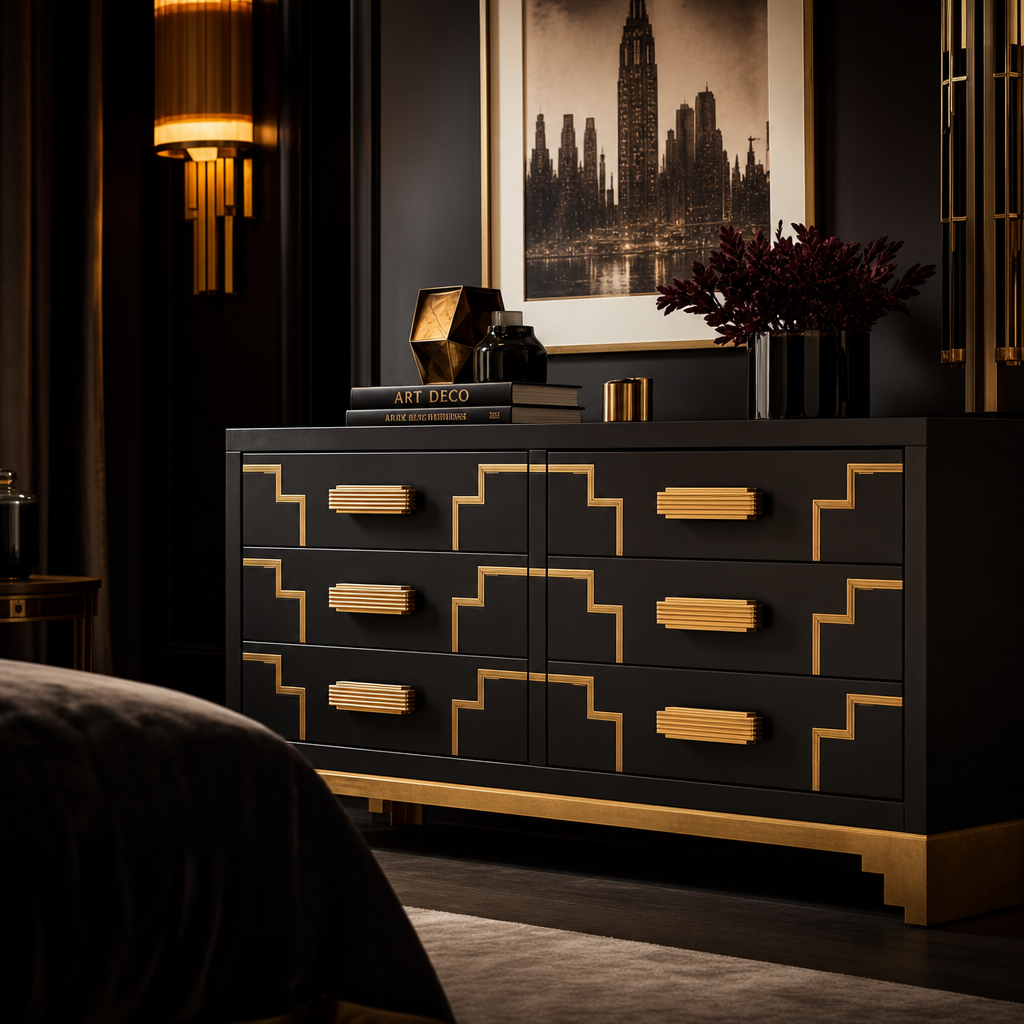 The Dresden Onyx & Brass Inlay Dresser