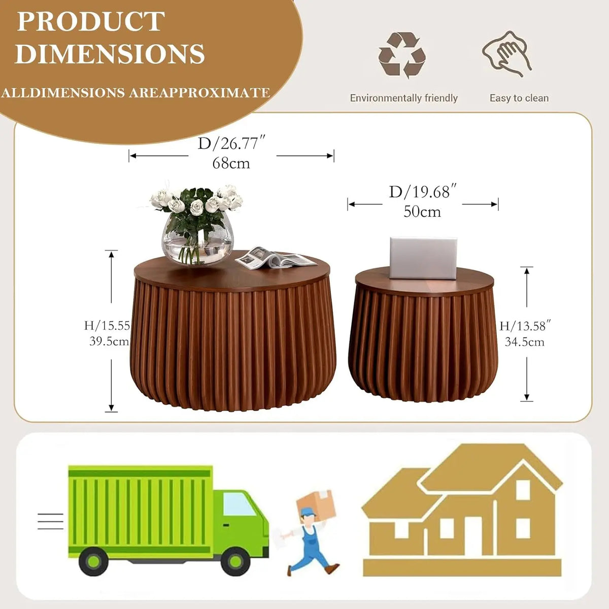 The Astoria Fluted Walnut Nesting Tables