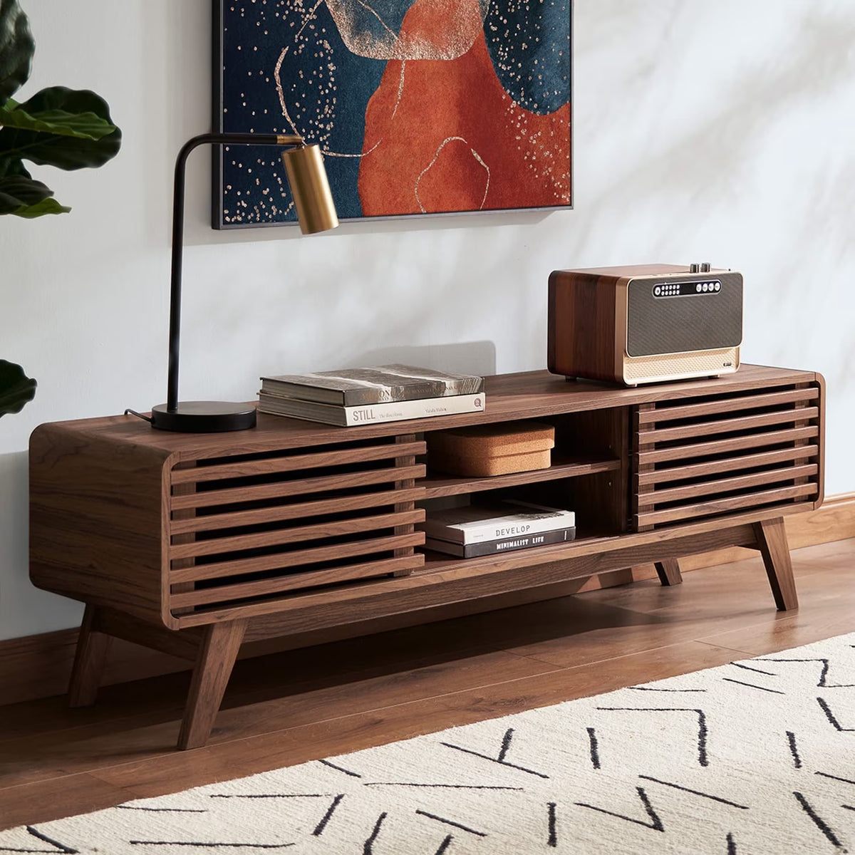 Ensley 59" Low Mid-Century Modern TV Stand Console for TV under 70"