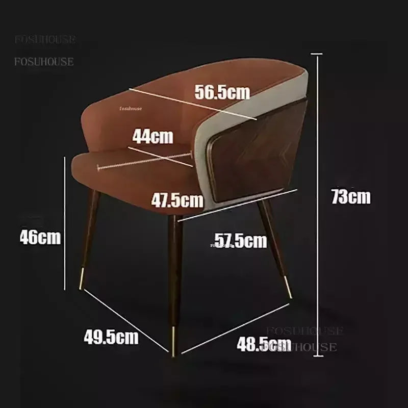 Luxury Modern Dining Chairs Wooden Backrest Armchair Minimalist Lounge Dining Chair Comfortable Dining Room Furniture