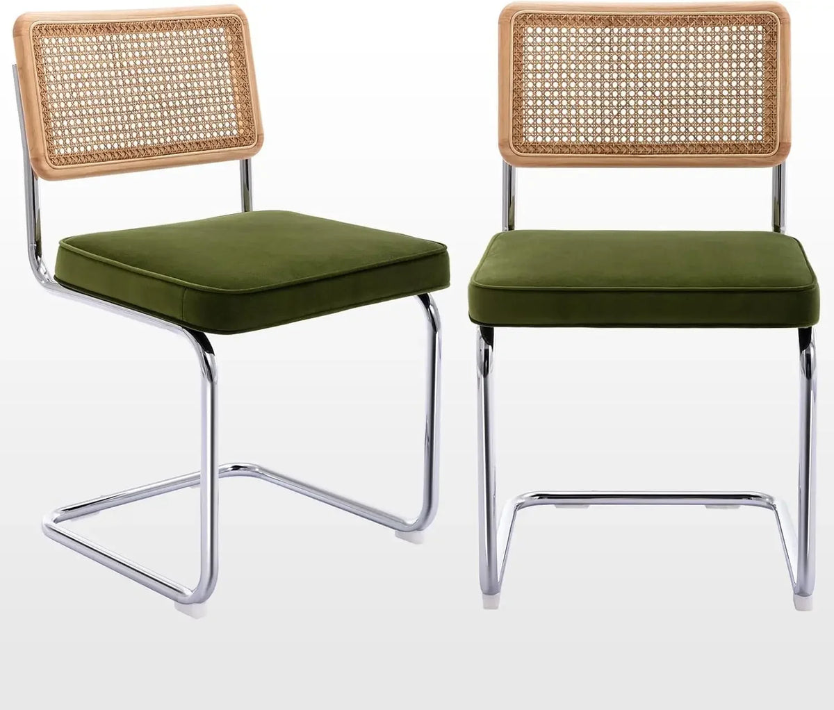 Cordoba Collection | Organic-Form Velvet-Cushioned Velvet & Rattan Dining Chair Set - highlighting material texture and craftsmanship detail in a Mid-Century Modern dining room setting.