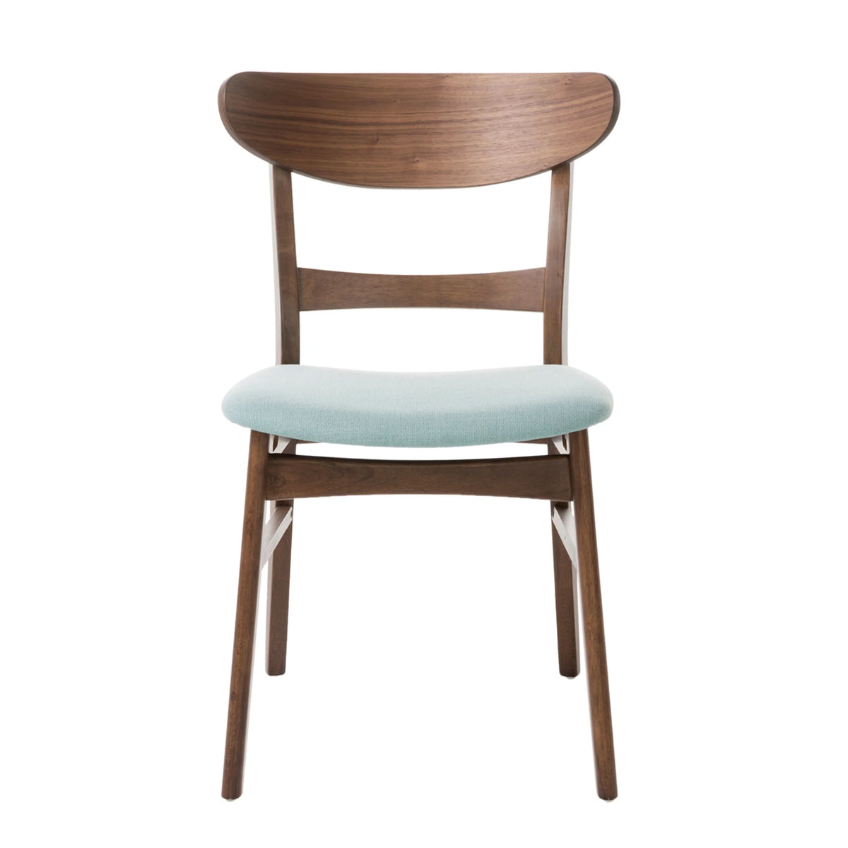 GDF Studio Isador Mid Century Modern Fabric Upholstered Wood Dining Chairs, Set of 2, Mint and Walnut
