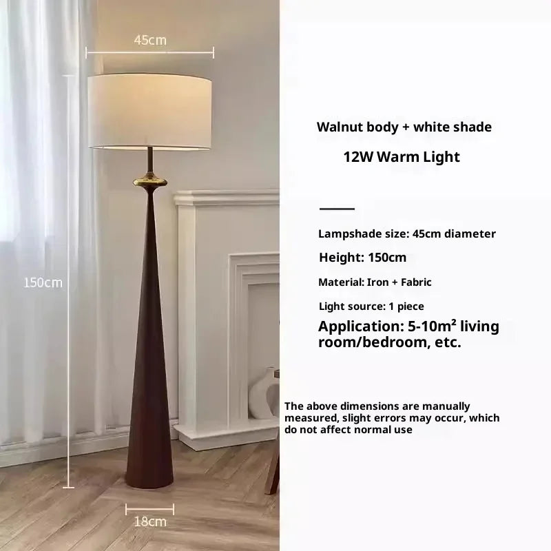 Dresden Collection | Sculptural Atomic-Era Walnut Floor Lamp - showcasing full sculptural form and curated finish in a Mid-Century Modern living room setting.