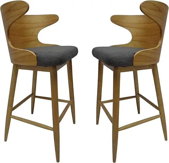 Meridian Collection | Steel-Framed Atomic-Era Charcoal & Steel Barstool Set - captured in a curated lifestyle vignette in a Mid-Century Modern dining room setting.