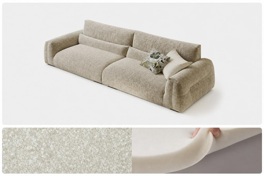 Astoria Collection | Tapered-Leg Atomic-Era Walnut Loveseat - showcasing full sculptural form and material finish in a Mid-Century Modern living room setting.