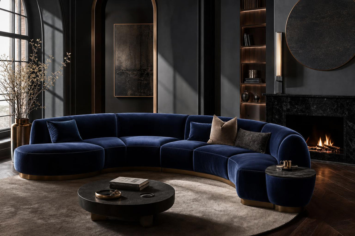 The Belmont Navy Velvet Sectional