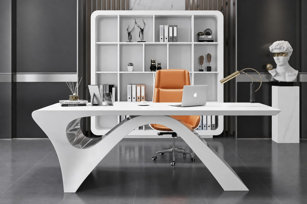 The Belmont White Lacquer Office Desk